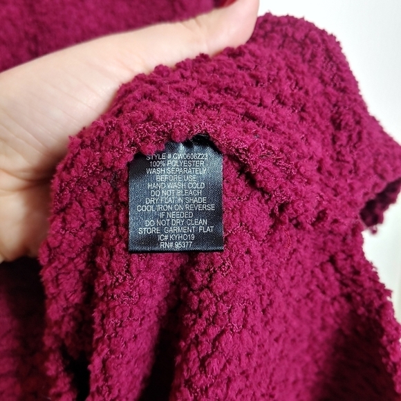 Sanctuary | Wine Teddy V-neck Oversized Sweater - Picture 5 of 7